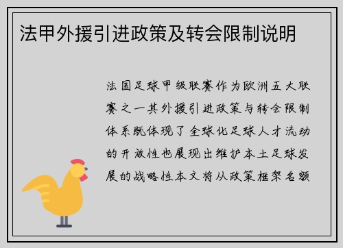 法甲外援引进政策及转会限制说明